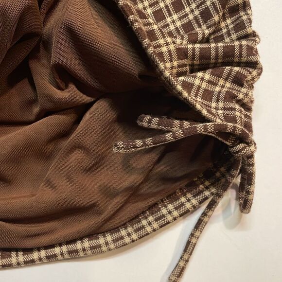 Princess Poly Womens Brown Plaid Bodycon Mini Skirt Sz 4 - Picture 6 of 8